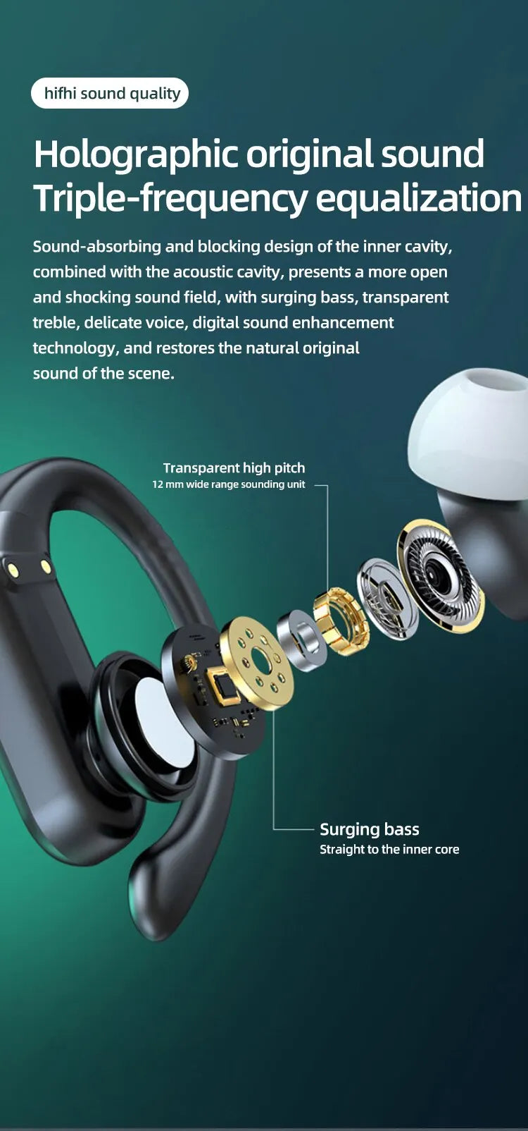 A520 Wireless Bluetooth Headset HD Stereo Touch Control
