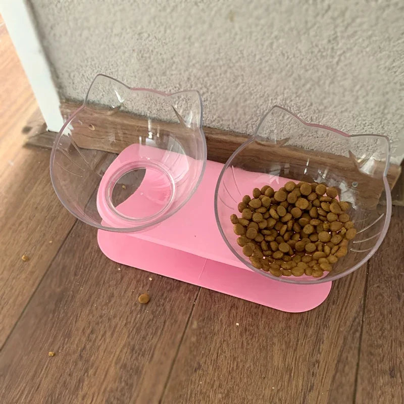 Non-Slip Double Pet Bowl with Stand – Cat & Dog Feeder