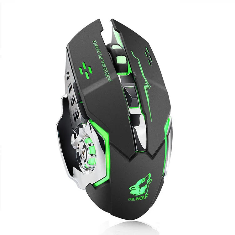 Free Wolf X8 Wireless Mouse Charging Gaming Mouse Mute Backlit Mechanical Ergonomic Optical Computer Accessories for Pc Laptop