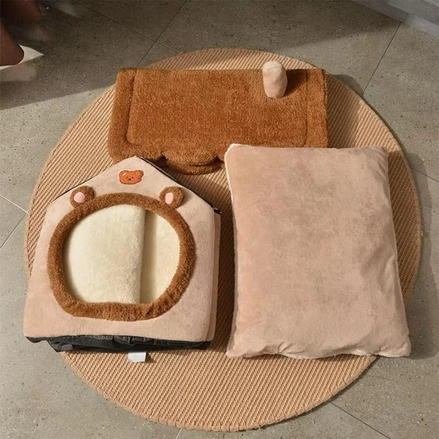 Foldable Washable Pet Cave House – Cat & Small Dog Bed