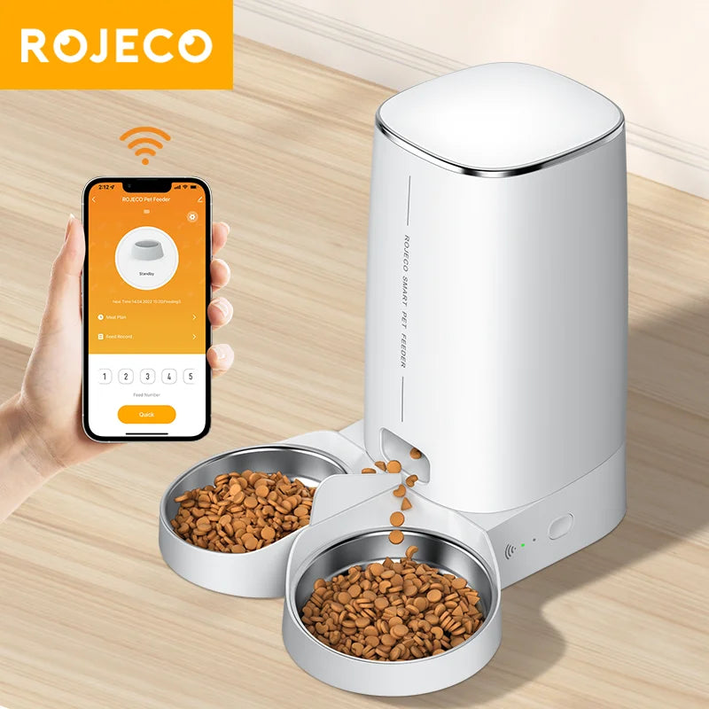 ROJECO WiFi Smart Double Cat Feeder