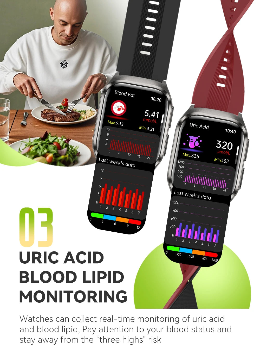 ECG+PPG Airbag Smart Watch