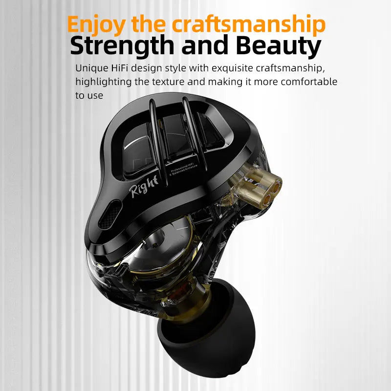 KZ ZAR 8-Driver Audiophile Earphones 1 Dynamic+7BA HiFi Soundstage Gaming/Monitor Headphones