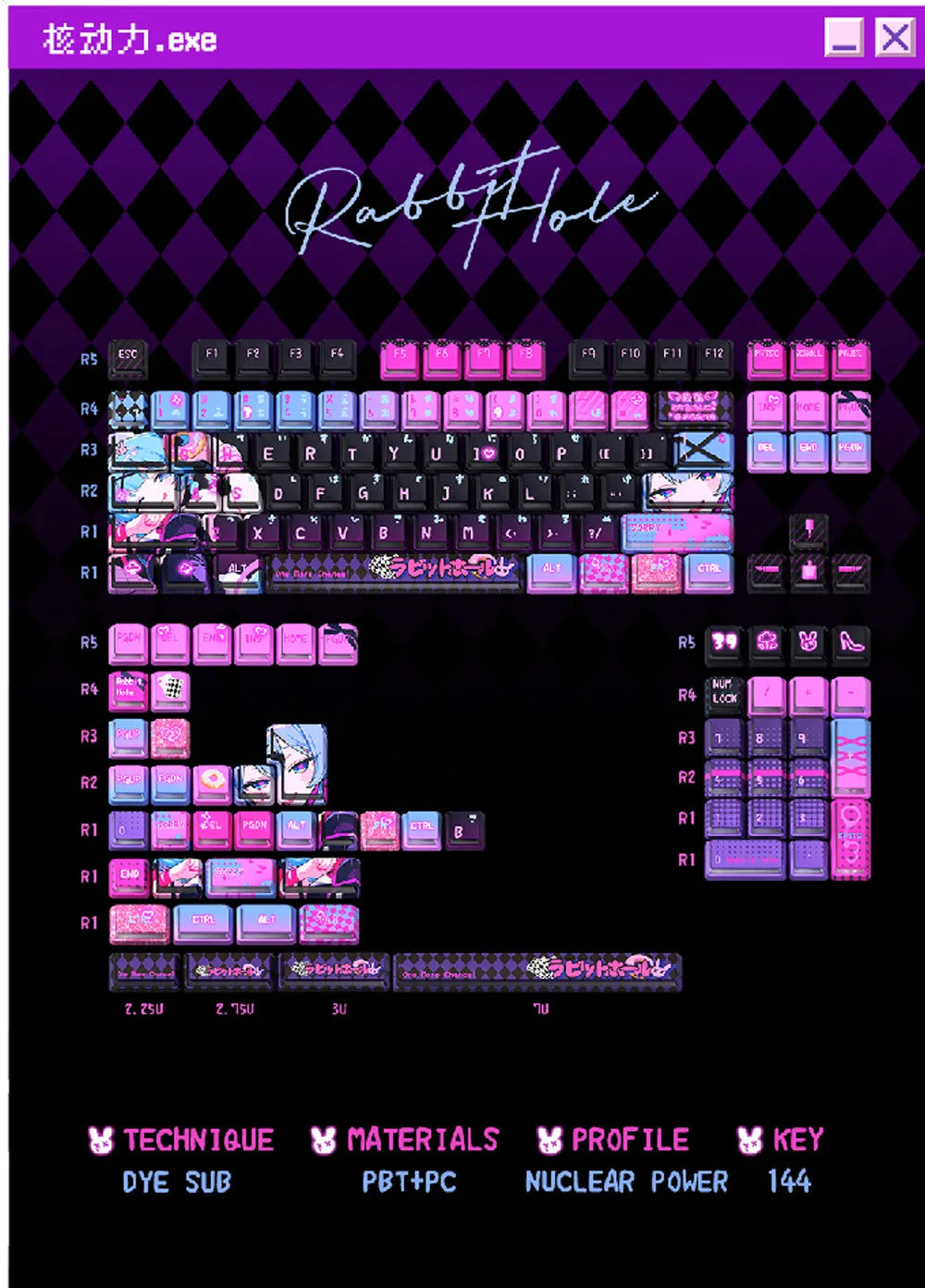 Rabbit Hole Anime PBT Keycaps