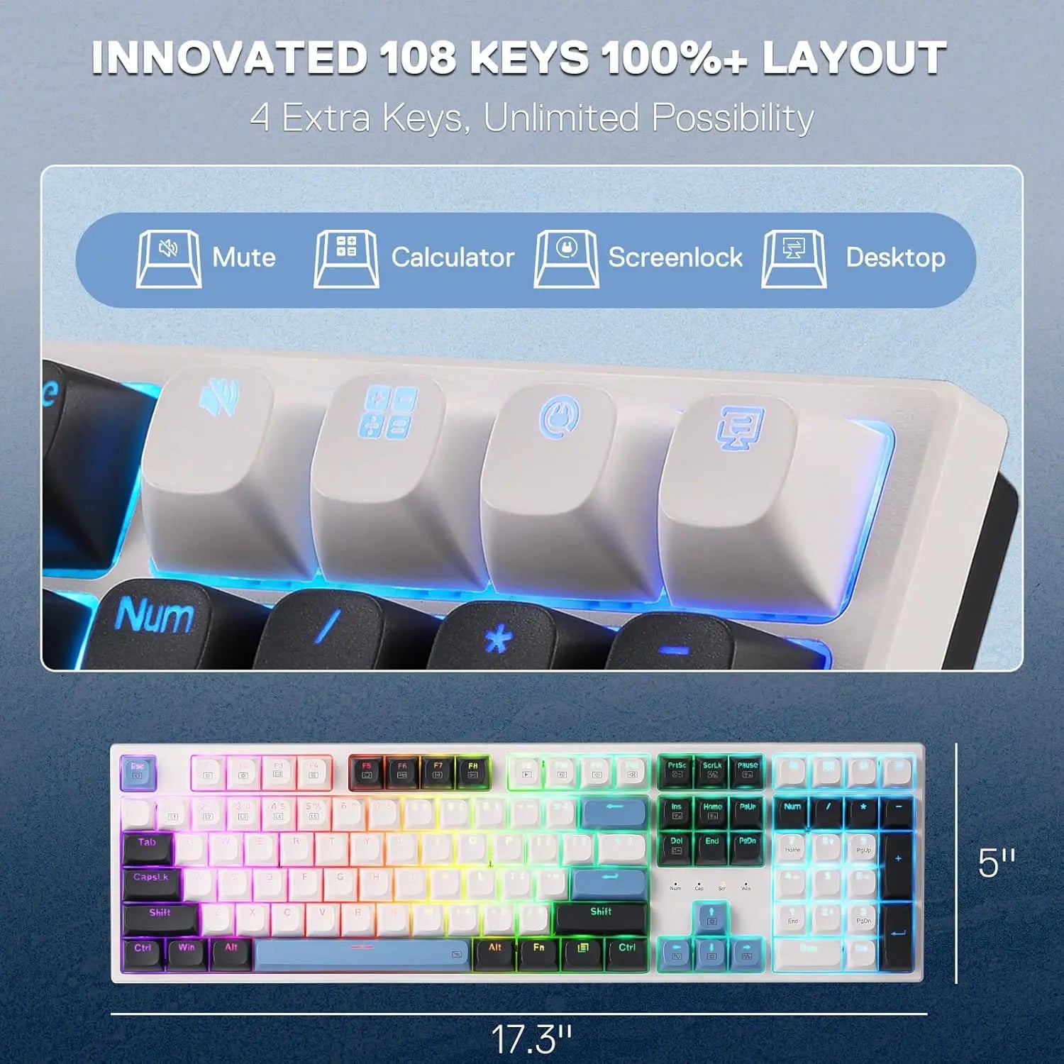 Redragon K668 108-Key Gasket RGB Hot-Swap Gaming Keyboard
