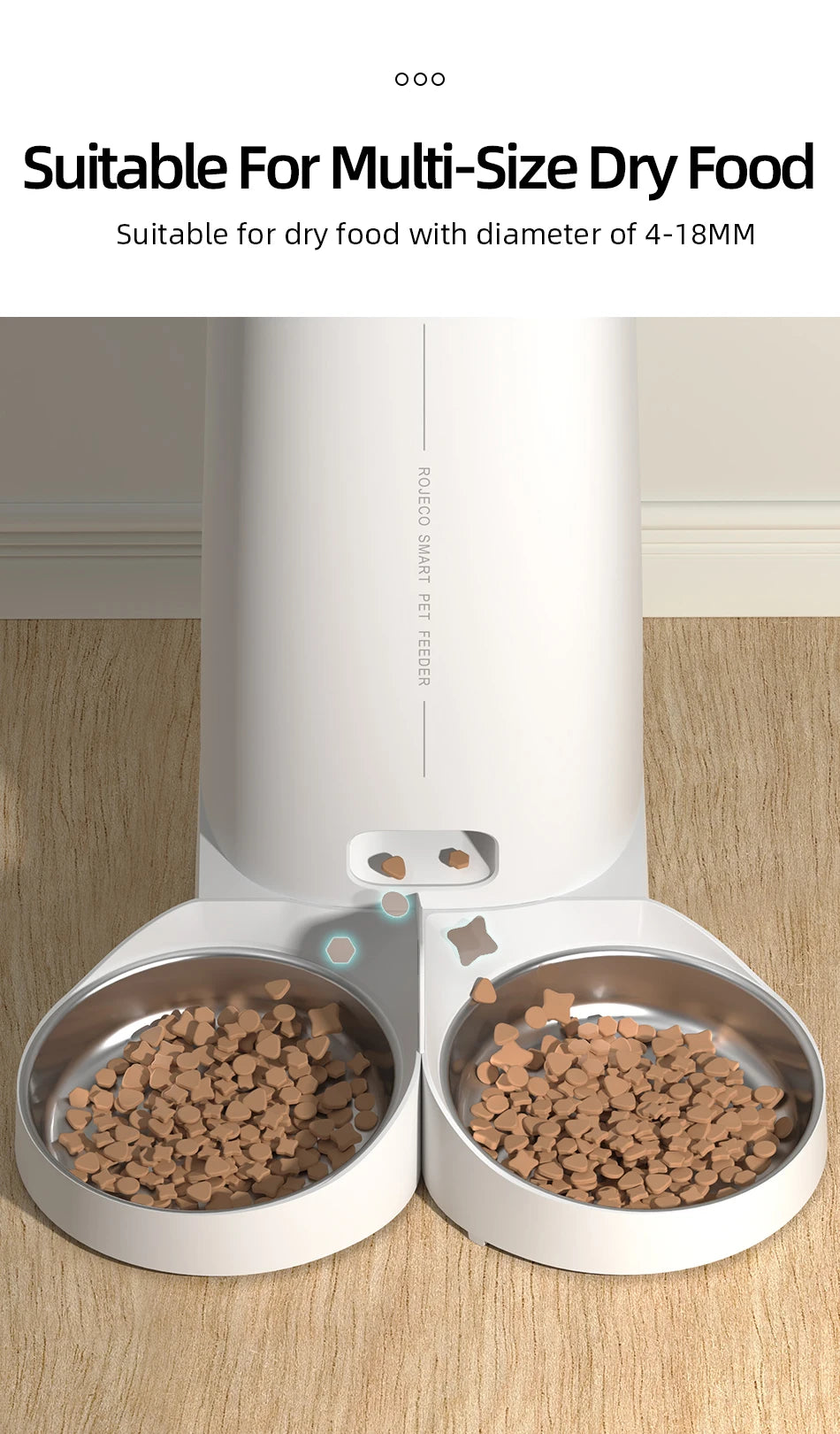 ROJECO WiFi Smart Double Cat Feeder