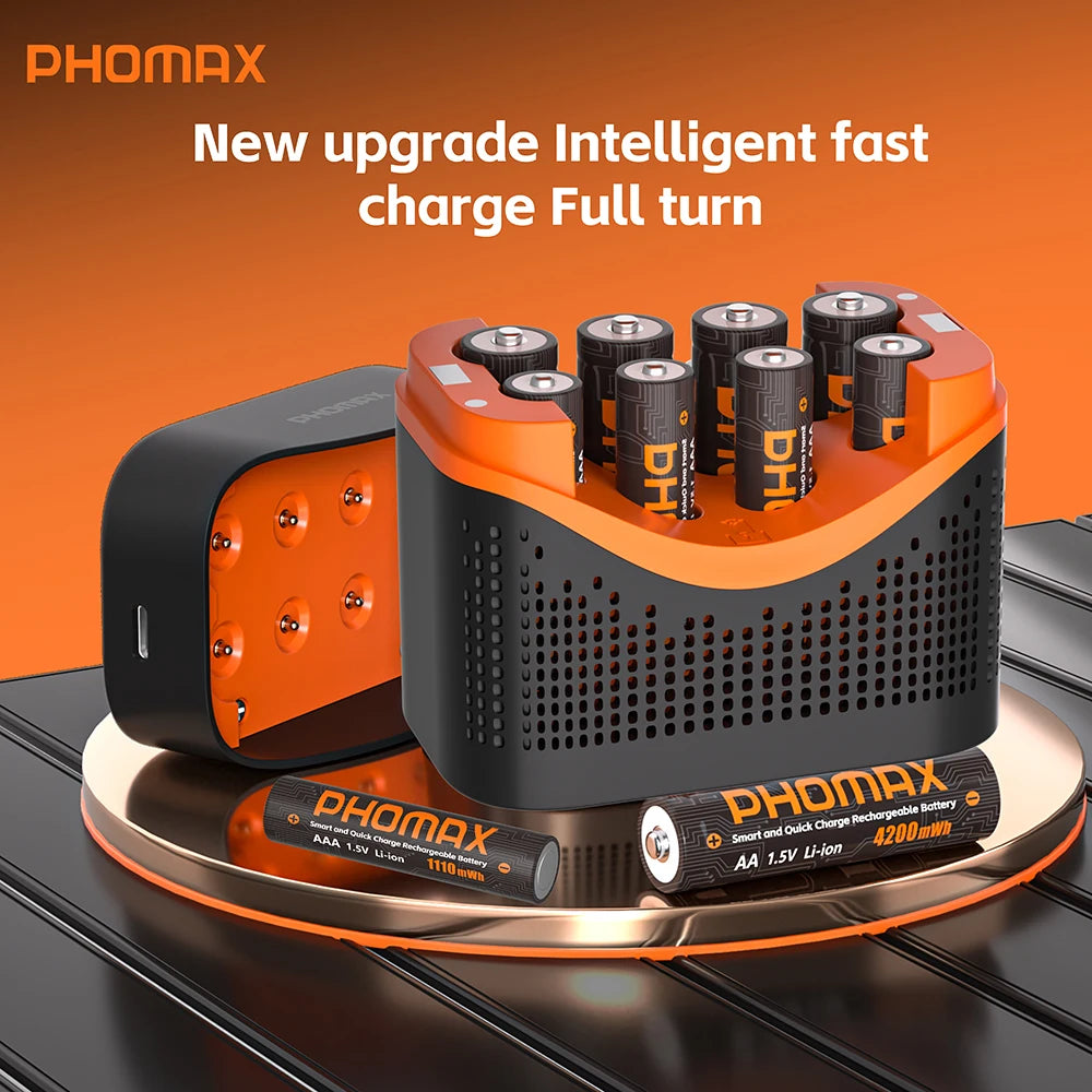 PHOMAX 1.5V Rechargeable Lithium Battery AA & AAA with Charger