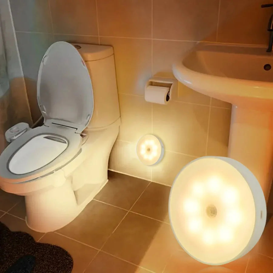 Smart Motion Sensor LED Night Light – USB Rechargeable Bedside Lamp