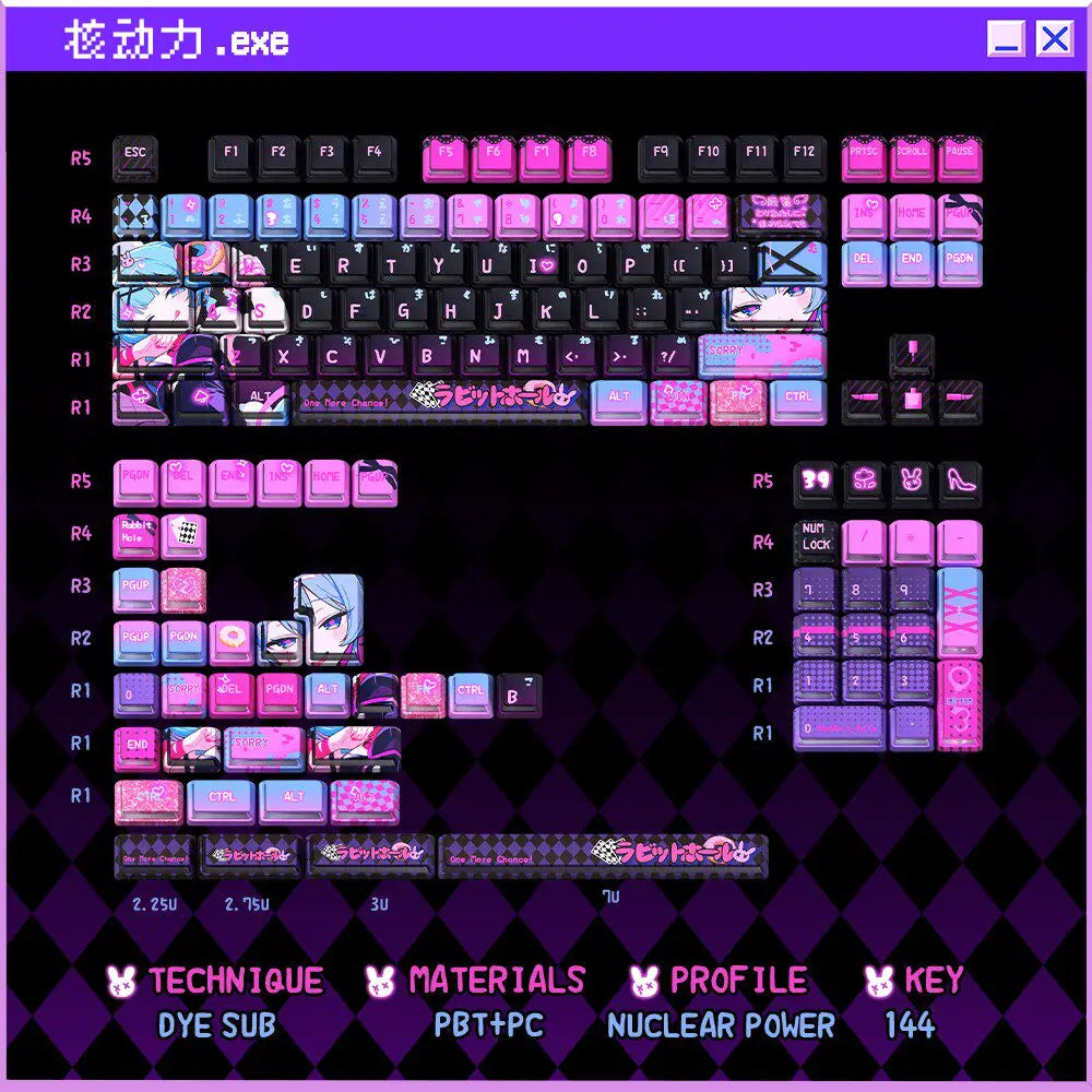 Rabbit Hole Anime PBT Keycaps
