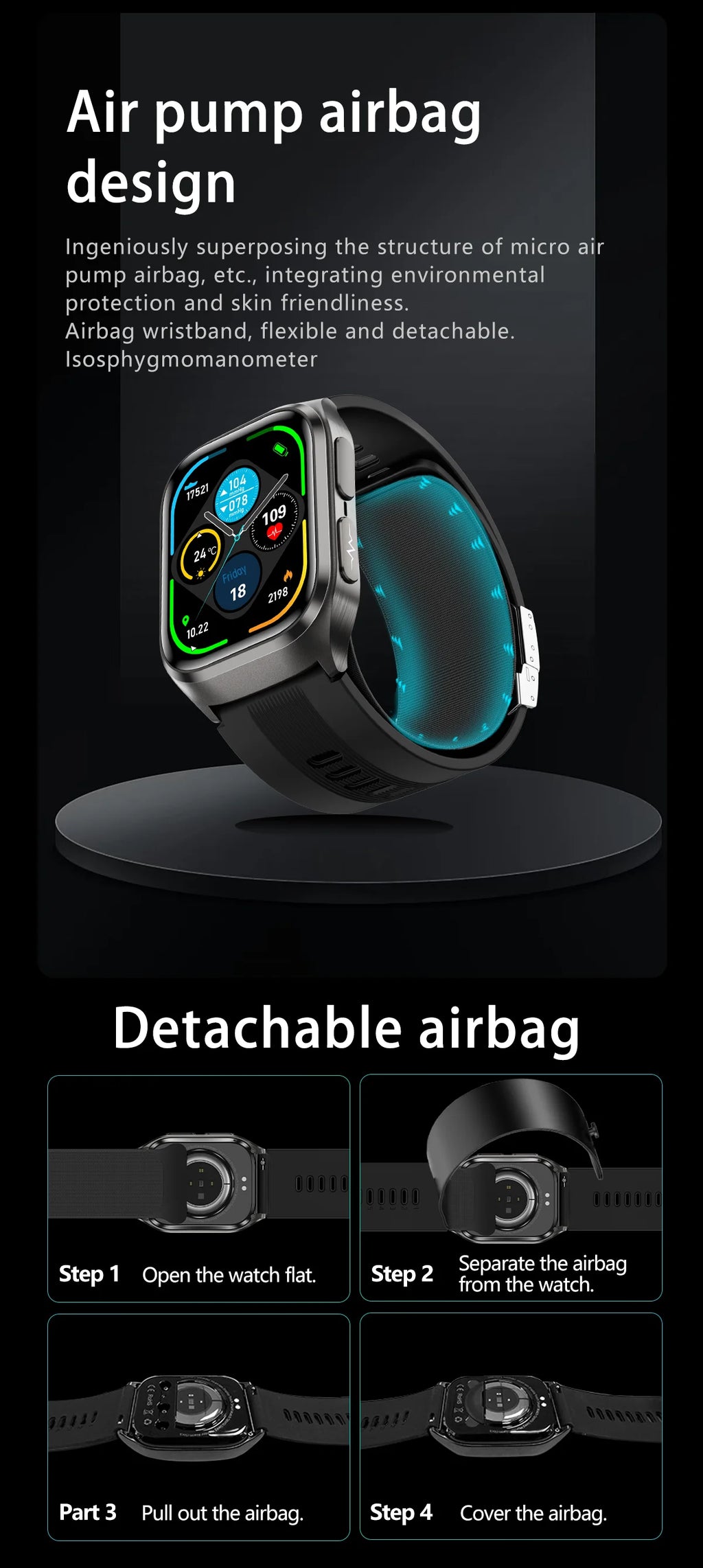 Air Pump Blood Pressure Smart Watch