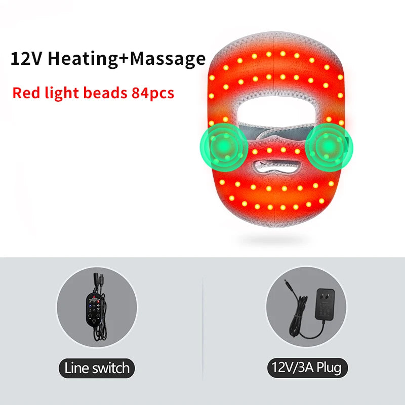 Electric Heated Facial Mask – Red Light Massager for Muscle Relaxation