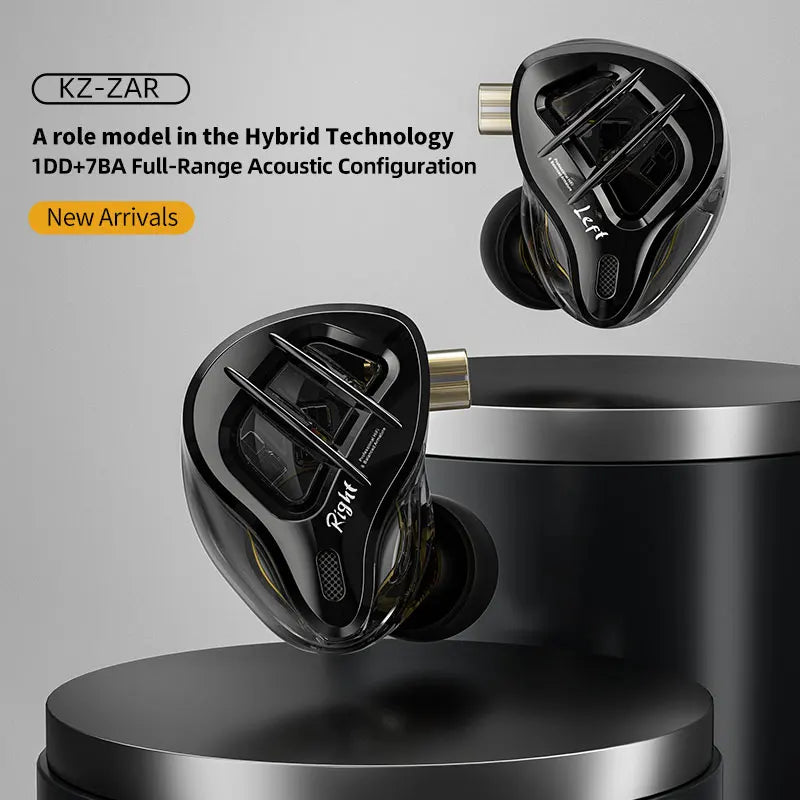 KZ ZAR 8-Driver Audiophile Earphones 1 Dynamic+7BA HiFi Soundstage Gaming/Monitor Headphones