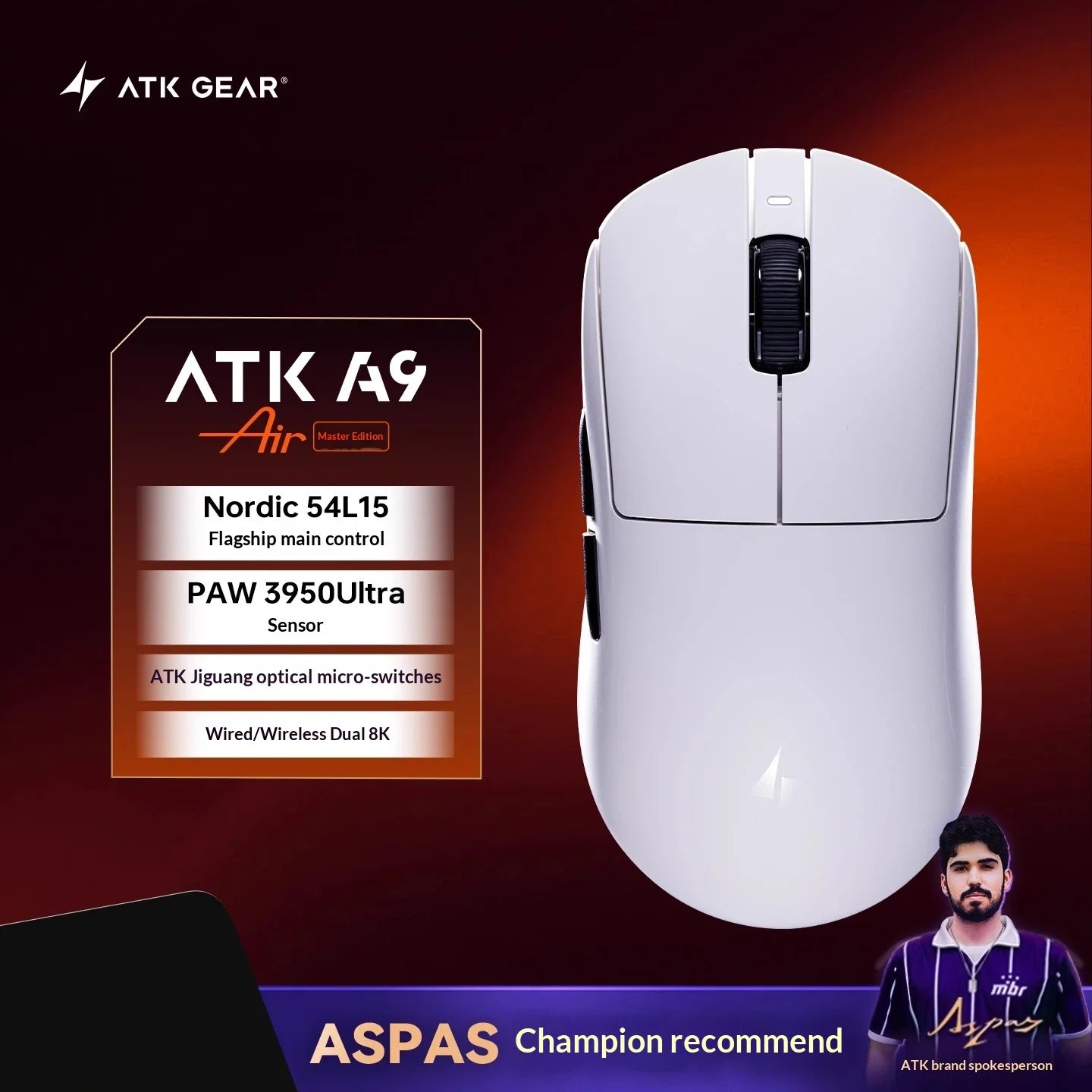 ATK DragonFly A9 Air Wireless Gaming Mouse 42000 DPI 8KHz