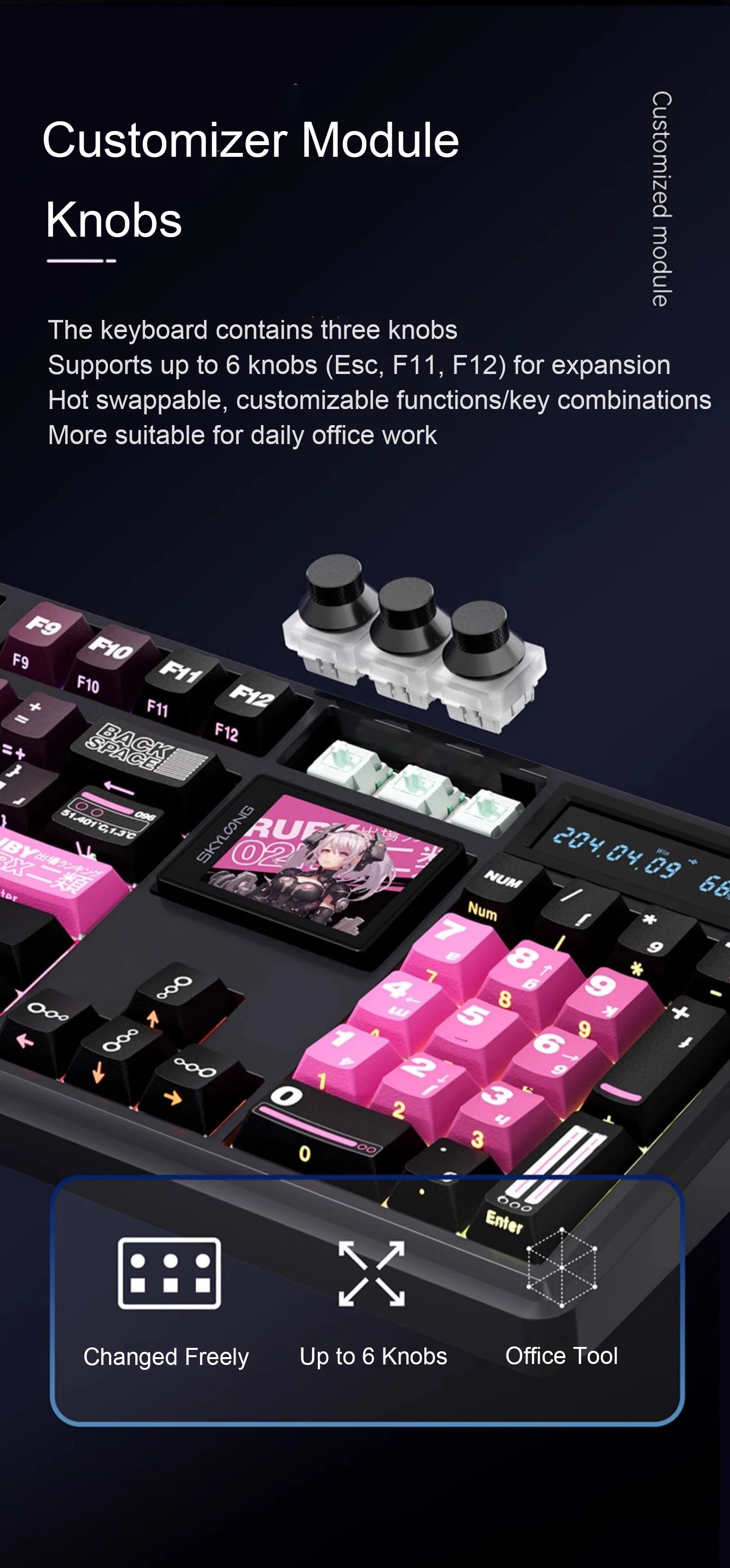 SKYLOONG GK104 Pro Mechanical Keyboard Wireless Gaming Keyboard Full-Size RGB PBT Keycap Hot-swap Silent Switch PC Accessories