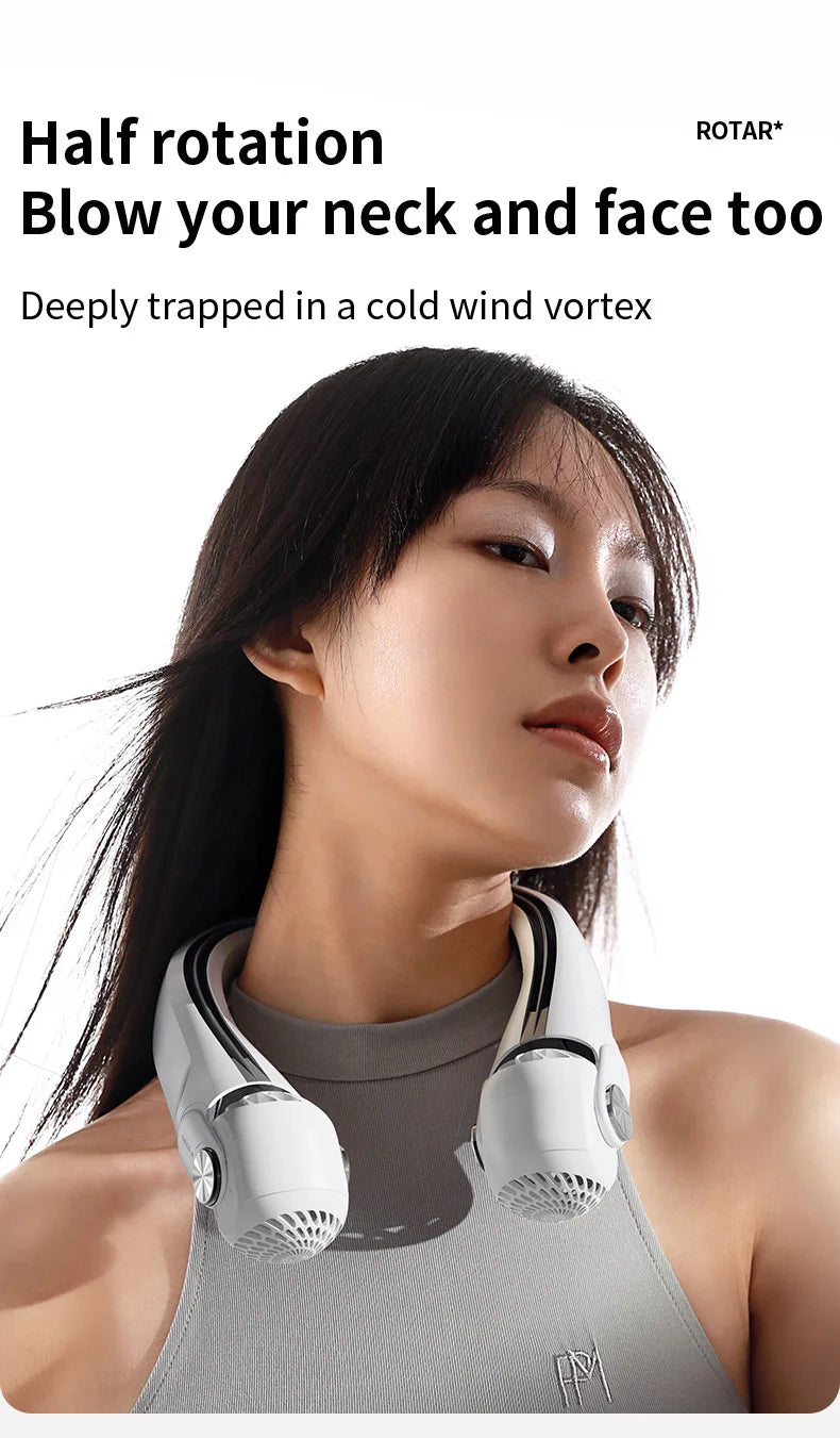 Rotor Bladeless Neck Fan – USB Rechargeable Turbo Cooling Fan