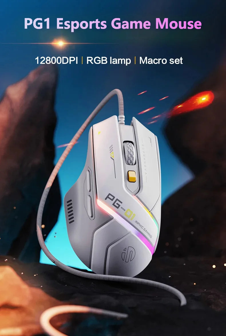Inphic PG1 RGB Wired Gaming Mouse 12800 DPI 1000Hz