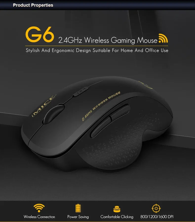 NexusClick 2.4G Wireless Silent Mouse 6 Buttons Ergonomic