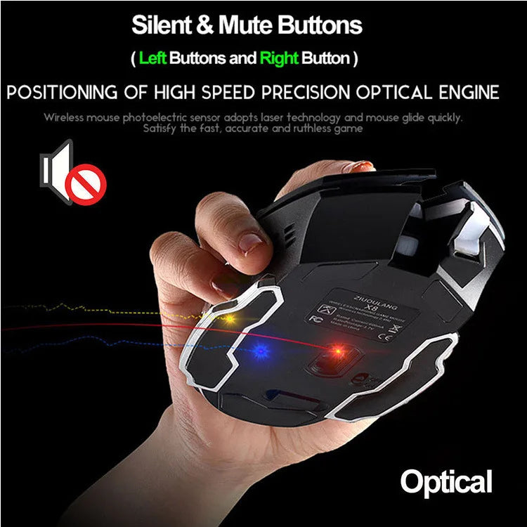 Free Wolf X8 Wireless Mouse Charging Gaming Mouse Mute Backlit Mechanical Ergonomic Optical Computer Accessories for Pc Laptop