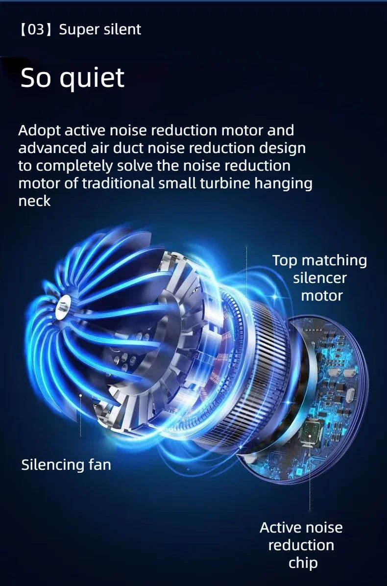 JKUOO Bladeless Neck Fan – 4000mAh 5-Speed LED
