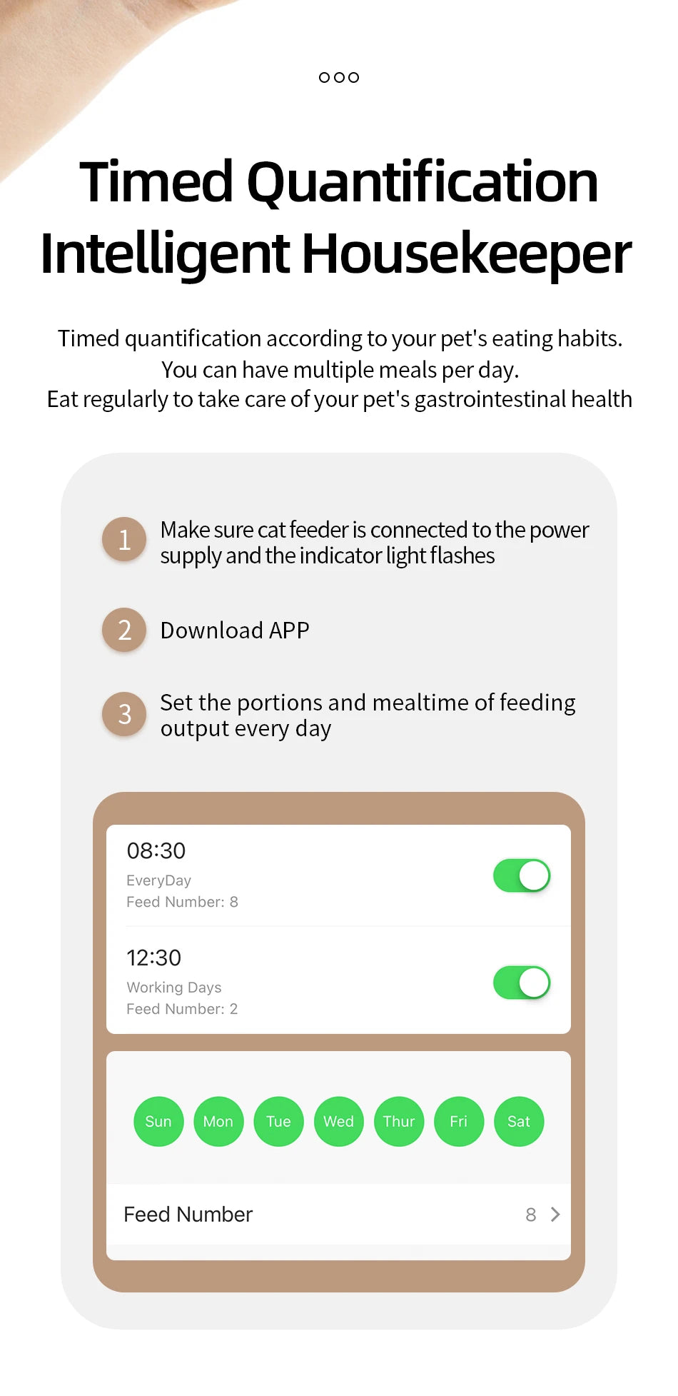ROJECO WiFi Smart Double Cat Feeder