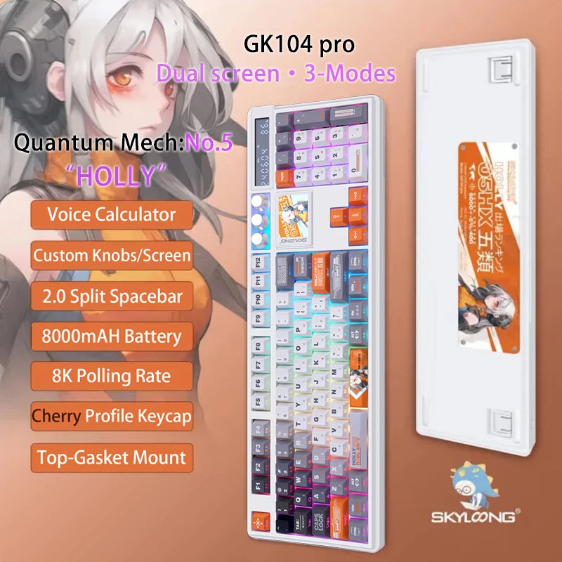 SKYLOONG GK104 Pro Mechanical Keyboard Wireless Gaming Keyboard Full-Size RGB PBT Keycap Hot-swap Silent Switch PC Accessories