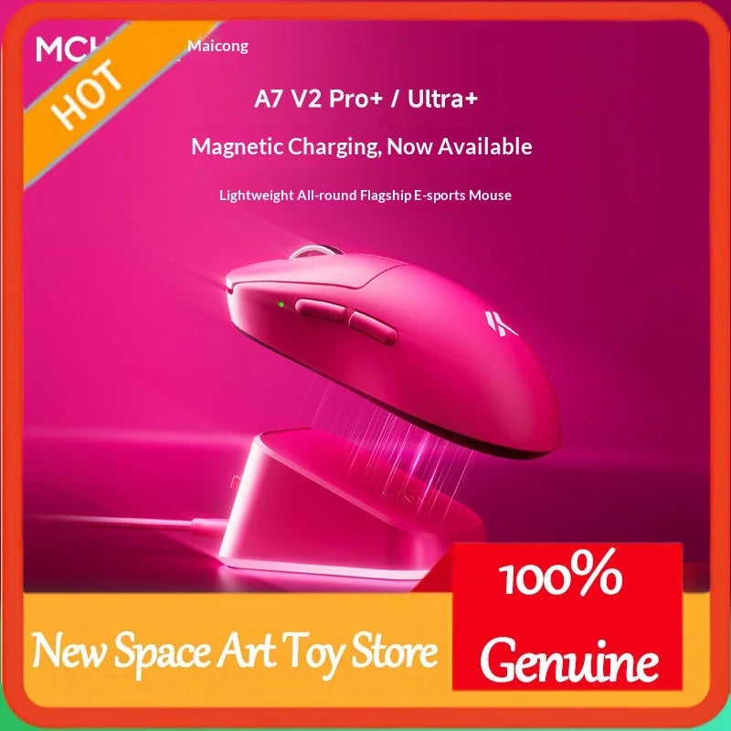 MCHOSE A7 V2 Ultra+ Wireless Mouse Tri-Mode Lightweight Paw3950 Ti 42000dpi 500mah Pc Esports Laptop Gaming Mice Accessories