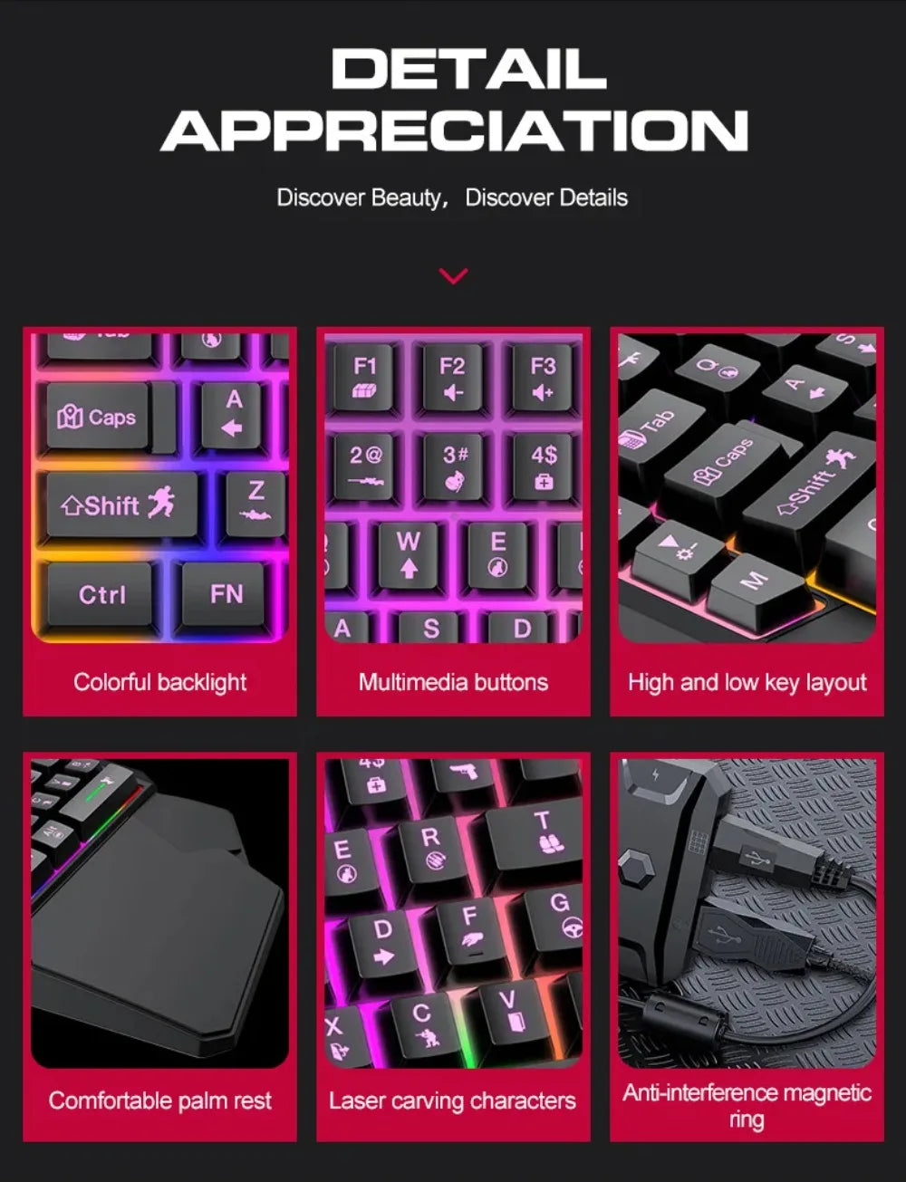 5-in-1 RGB Gaming Keyboard & Mouse Combo with Controller