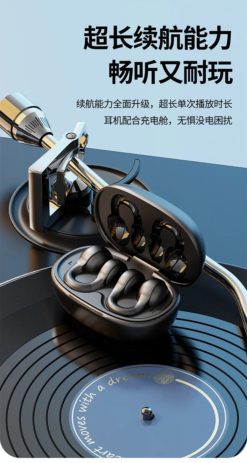 Wireless Clip Ear Headphones Noise Cancelling Sports Gaming