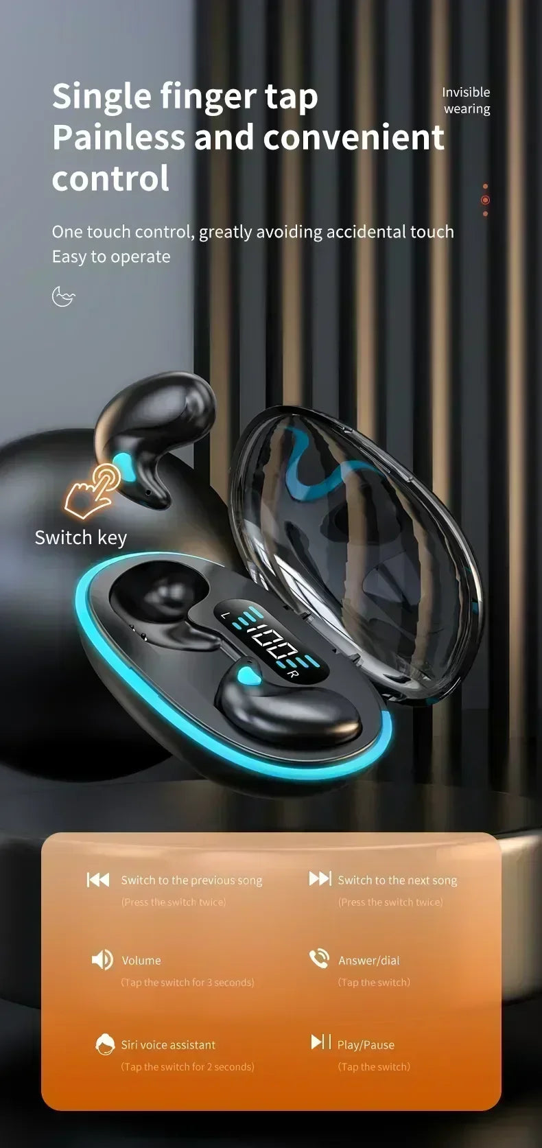 TWS Earphones Noise Reduction Sport Sleep Bluetooth