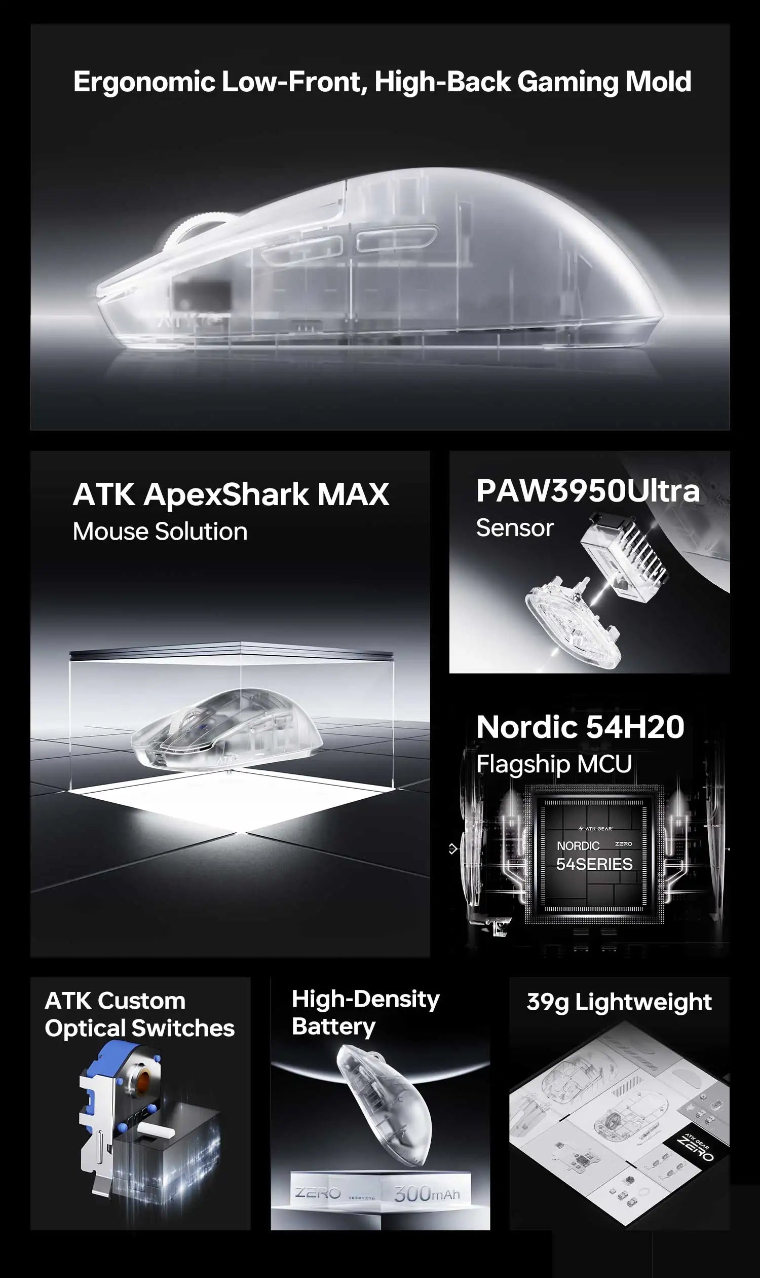 ATK Blazing Sky ZERO Ultralight Gaming Mouse 39g PAW3950 8KHz