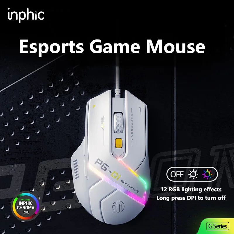 Inphic PG1 RGB Wired Gaming Mouse 12800 DPI 1000Hz