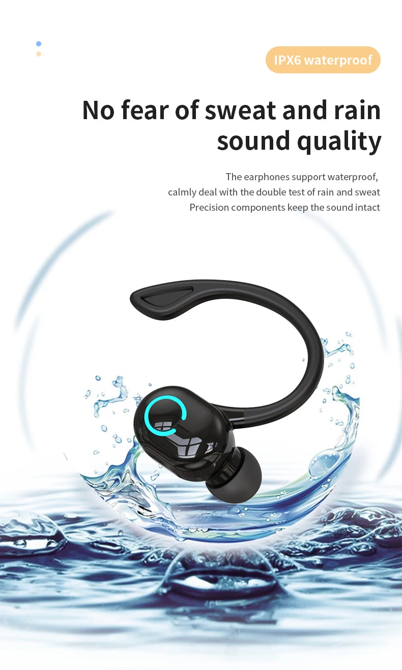 HiFi Bass Ear-Hook Earbuds Noise Cancelling Waterproof