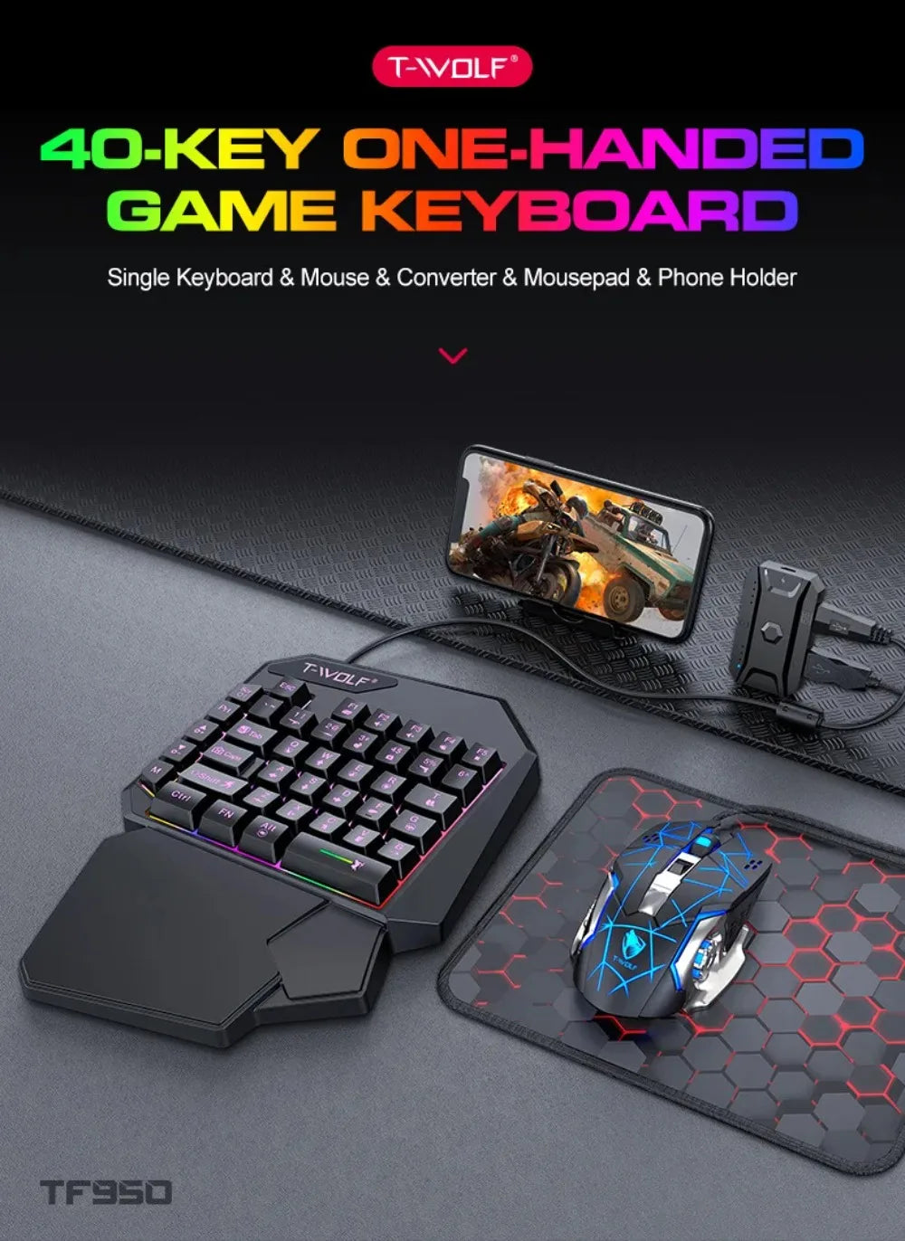 5-in-1 RGB Gaming Keyboard & Mouse Combo with Controller