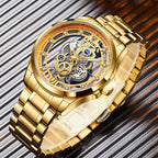 LIGE LG8997 Men's Gold Skeleton Quartz Watch