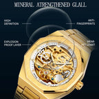 SKROX 1174 Gold Diamond Skeleton Automatic Watch