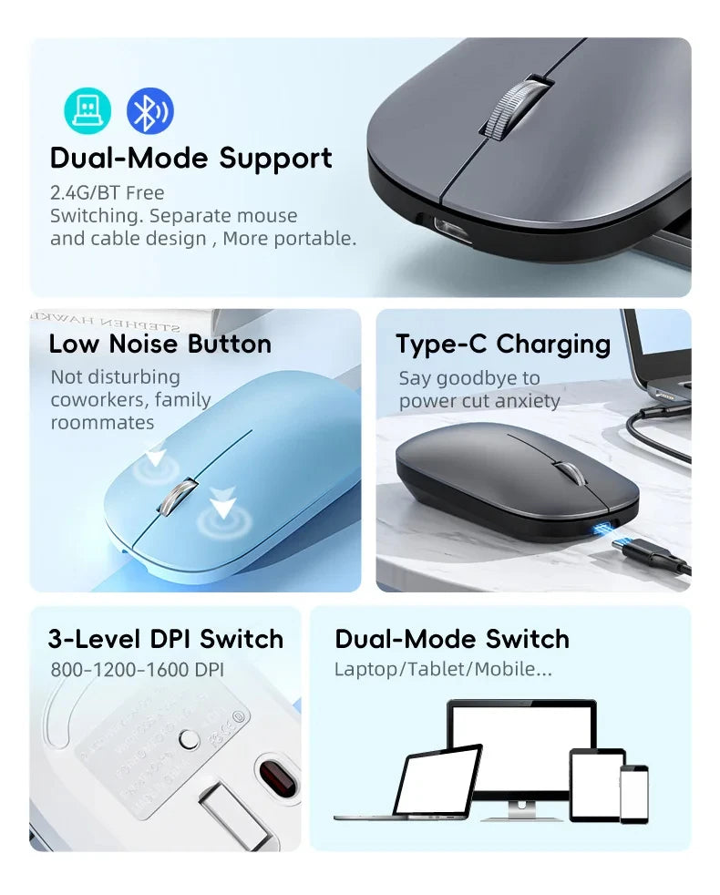 Lenovo Wireless Mouse 2.4G Bluetooth Dual Mode Silent