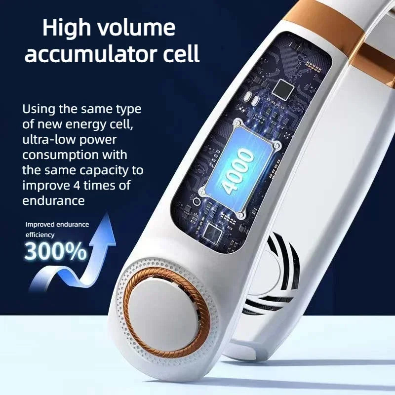 JKUOO Bladeless Neck Fan – 4000mAh 5-Speed LED
