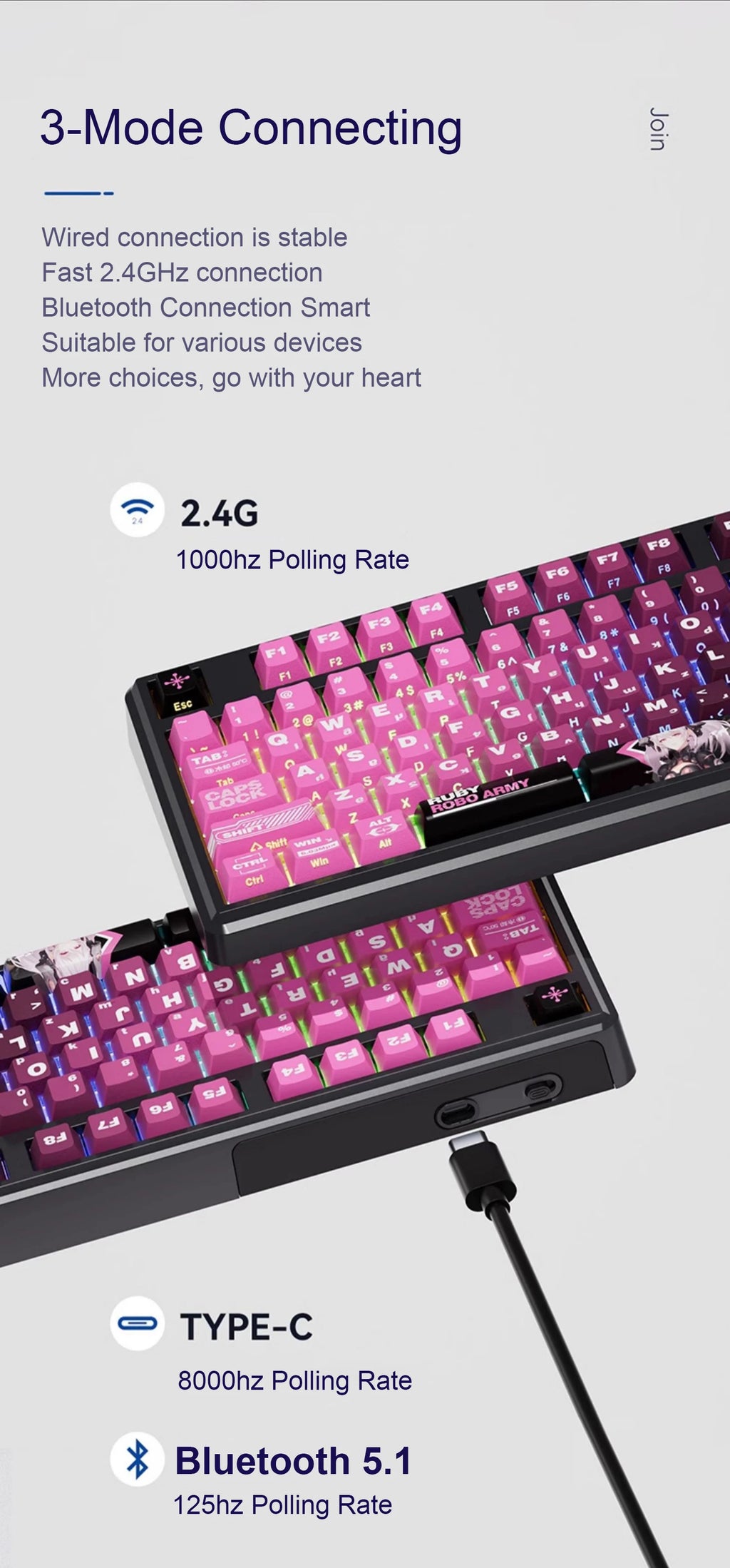 SKYLOONG GK104 Pro Mechanical Keyboard Wireless Gaming Keyboard Full-Size RGB PBT Keycap Hot-swap Silent Switch PC Accessories
