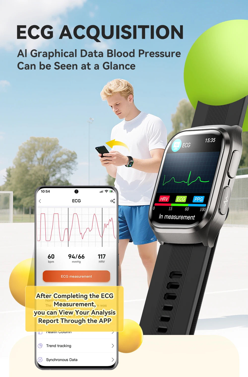 ECG+PPG Airbag Smart Watch