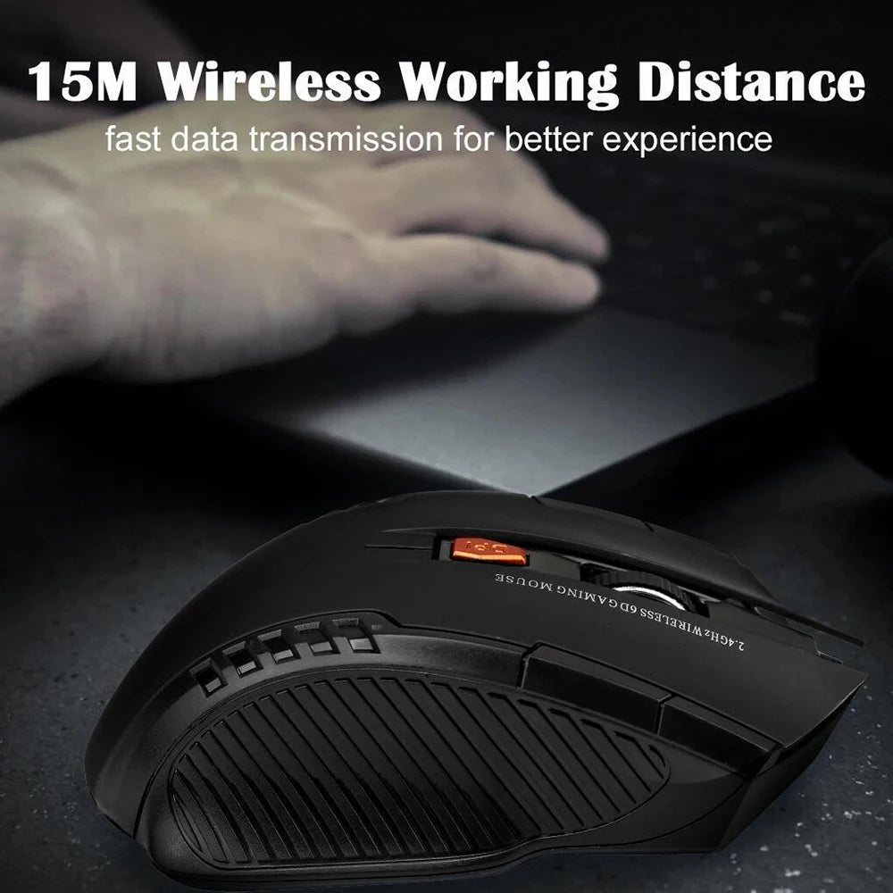 2.4G Wireless Optical Mouse 1600DPI 6 Buttons Gaming Mouse with USB Receiver for Computer PC Laptop Accessories