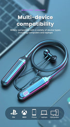 Wireless Neckband Earphones Bluetooth 5.3 LED Waterproof Magnetic