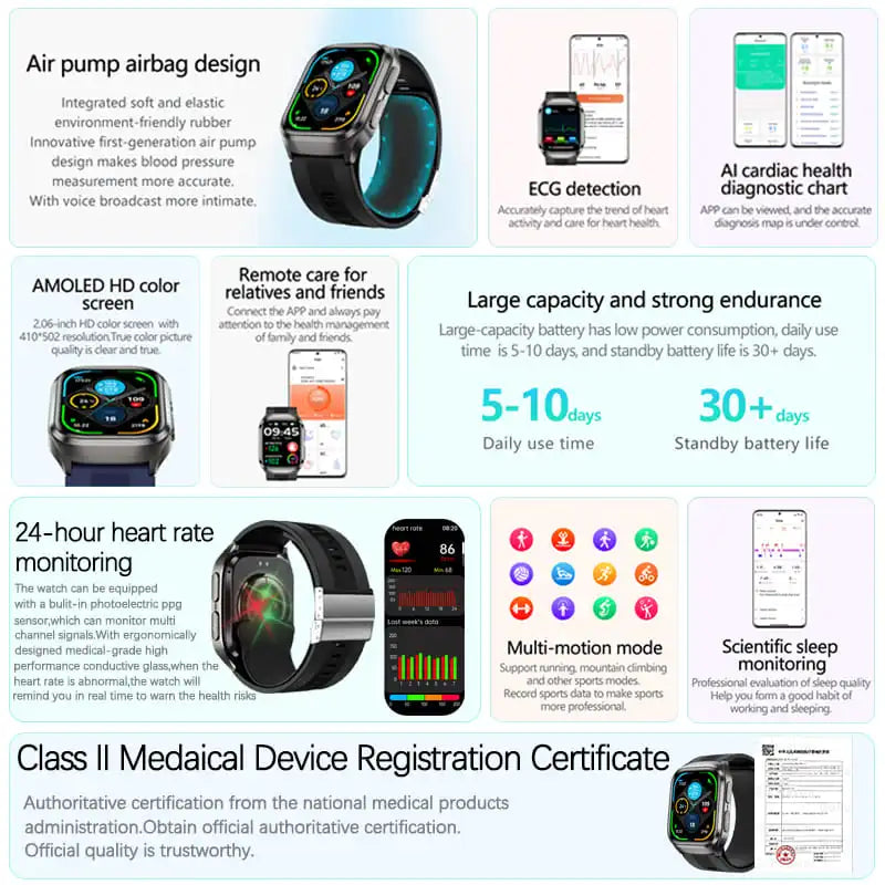 Air Pump Blood Pressure Smart Watch