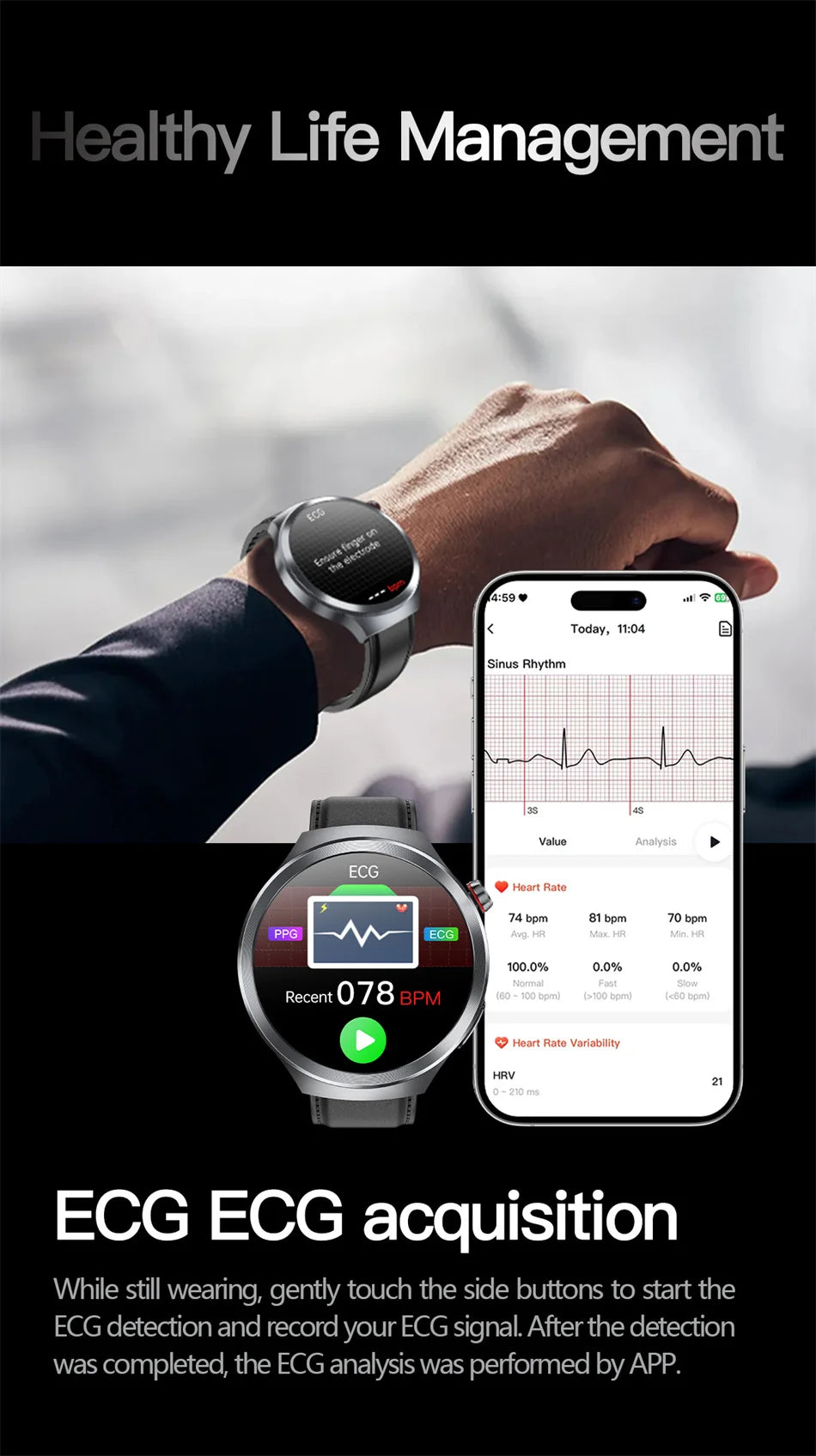 ECG+PPG Blood Lipid Smart Watch