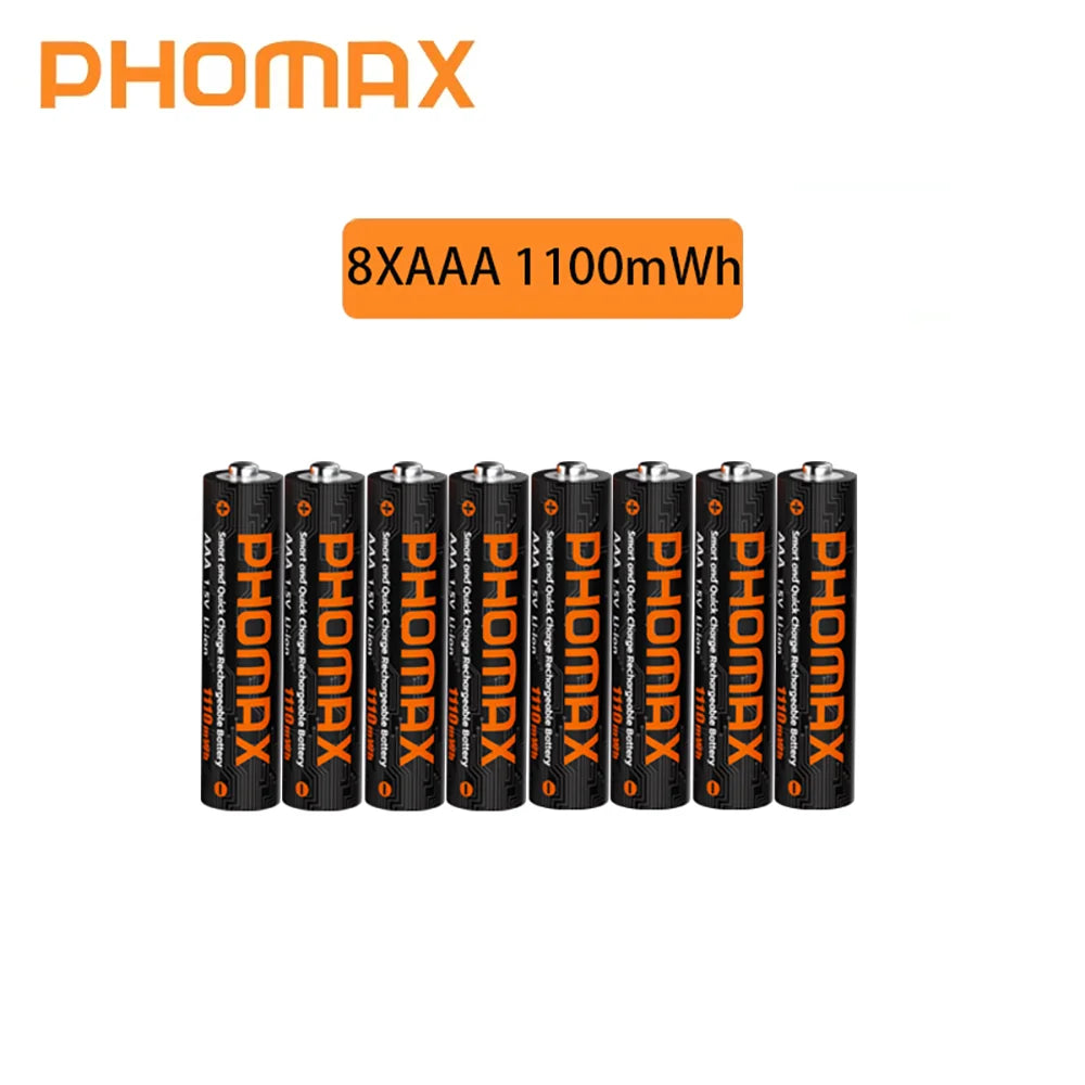 PHOMAX 1.5V Rechargeable Lithium Battery AA & AAA with Charger