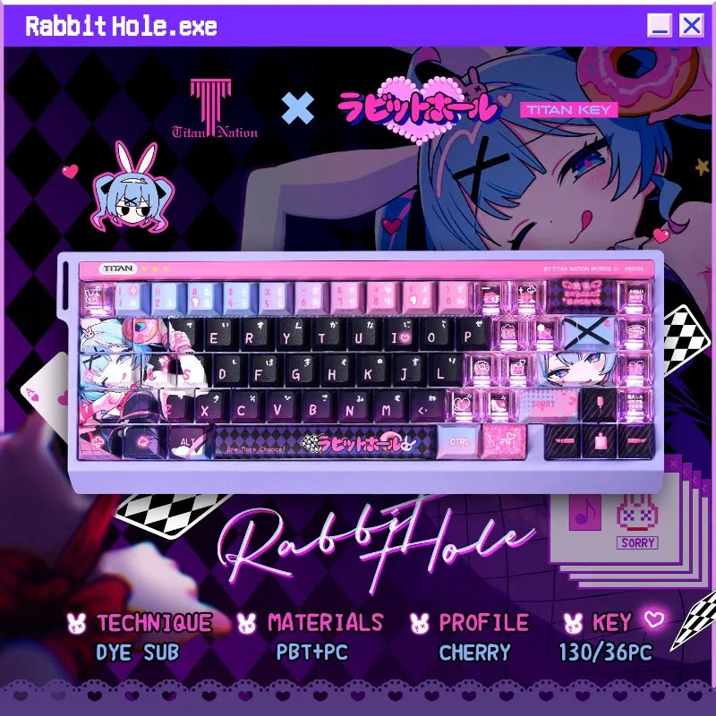 Rabbit Hole Anime PBT Keycaps