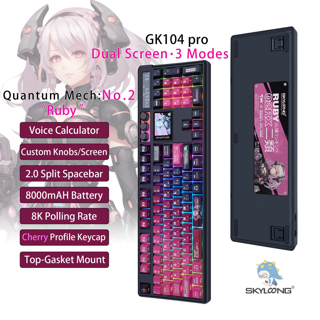 SKYLOONG GK104 Pro Mechanical Keyboard Wireless Gaming Keyboard Full-Size RGB PBT Keycap Hot-swap Silent Switch PC Accessories