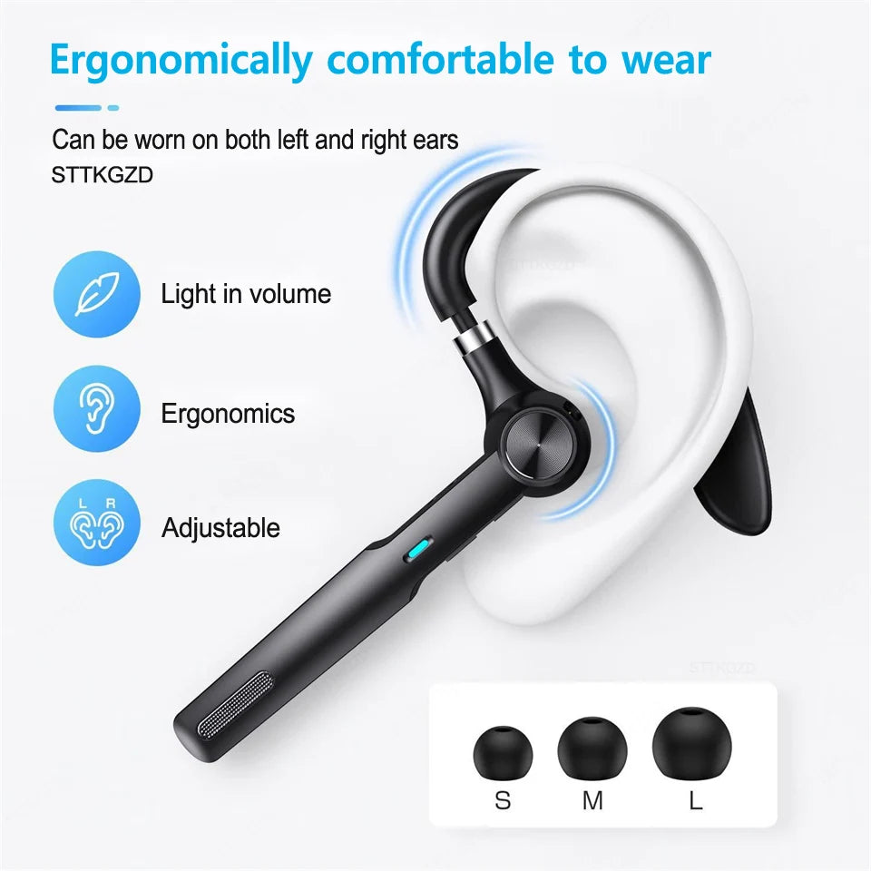 Wireless Bluetooth Headset Noise Cancelling Handsfree Business