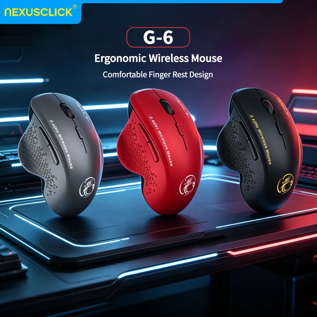 NexusClick 2.4G Wireless Silent Mouse 6 Buttons Ergonomic
