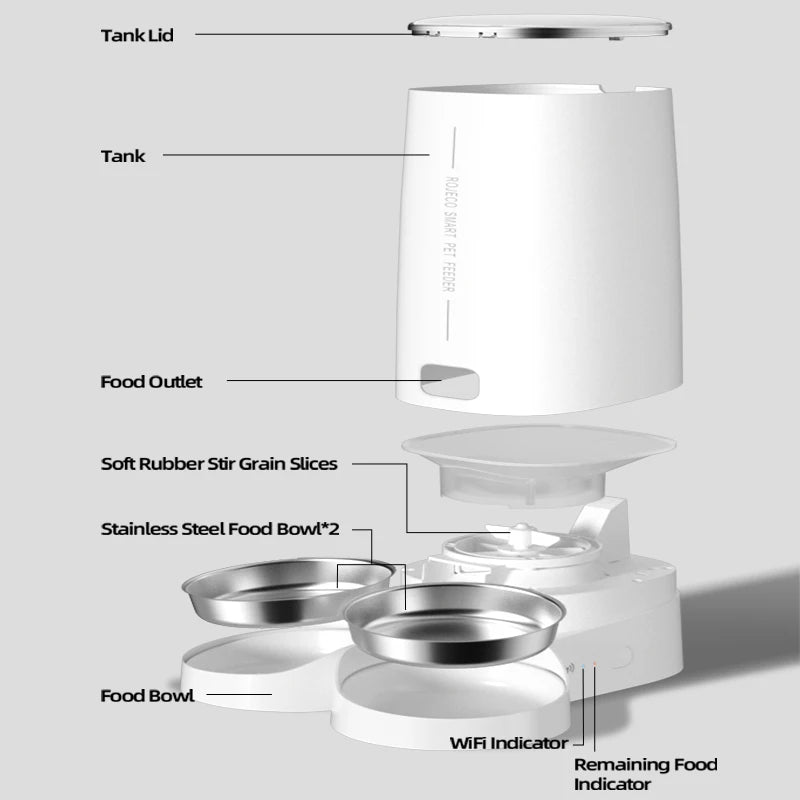 ROJECO WiFi Smart Double Cat Feeder