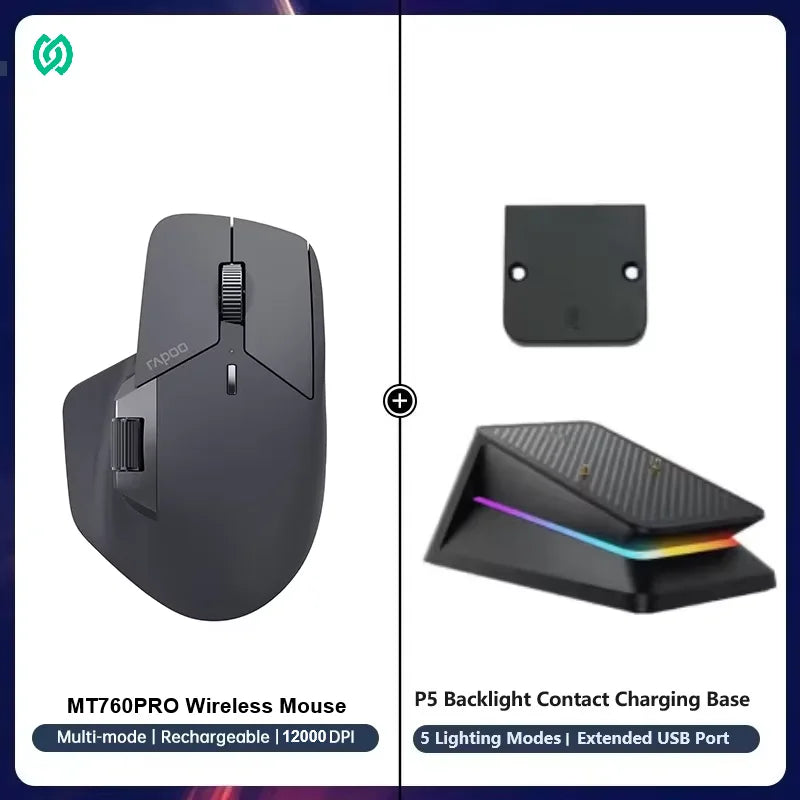 Rapoo MT720PRO Wireless Mouse 12000 DPI NearLink Bluetooth